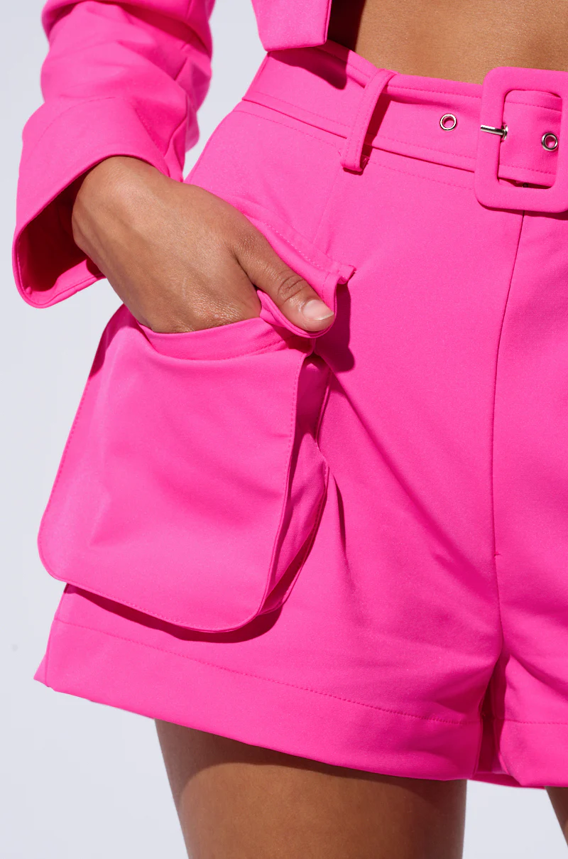BETTER LUCK UTILITY POCKET SHORTS IN PINK - Image 7