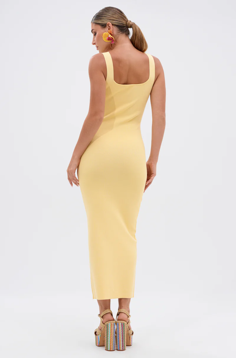 BETWEEN THE LINES MIDI DRESS IN YELLOW - Image 4