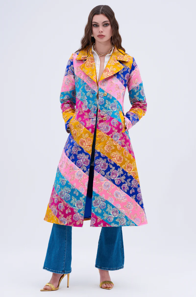 BIASED PATCHWORK BROCADE TRENCH