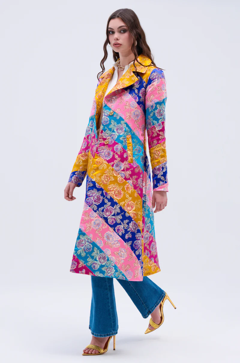 BIASED PATCHWORK BROCADE TRENCH - Image 2