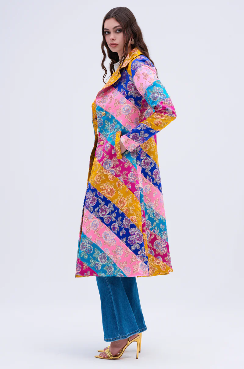 BIASED PATCHWORK BROCADE TRENCH - Image 3