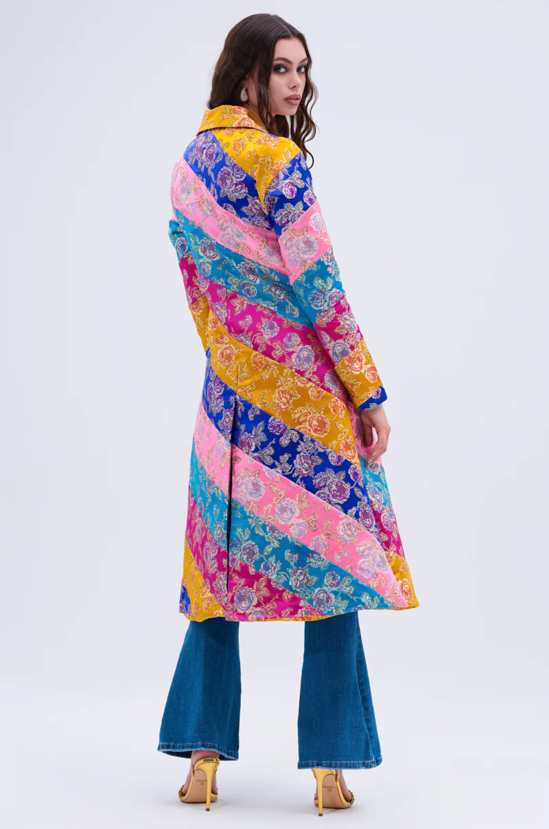 BIASED PATCHWORK BROCADE TRENCH - Image 4