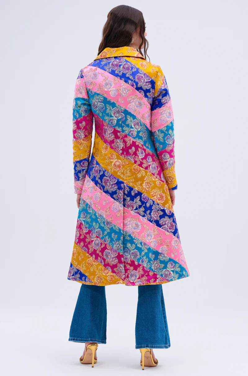 BIASED PATCHWORK BROCADE TRENCH - Image 5
