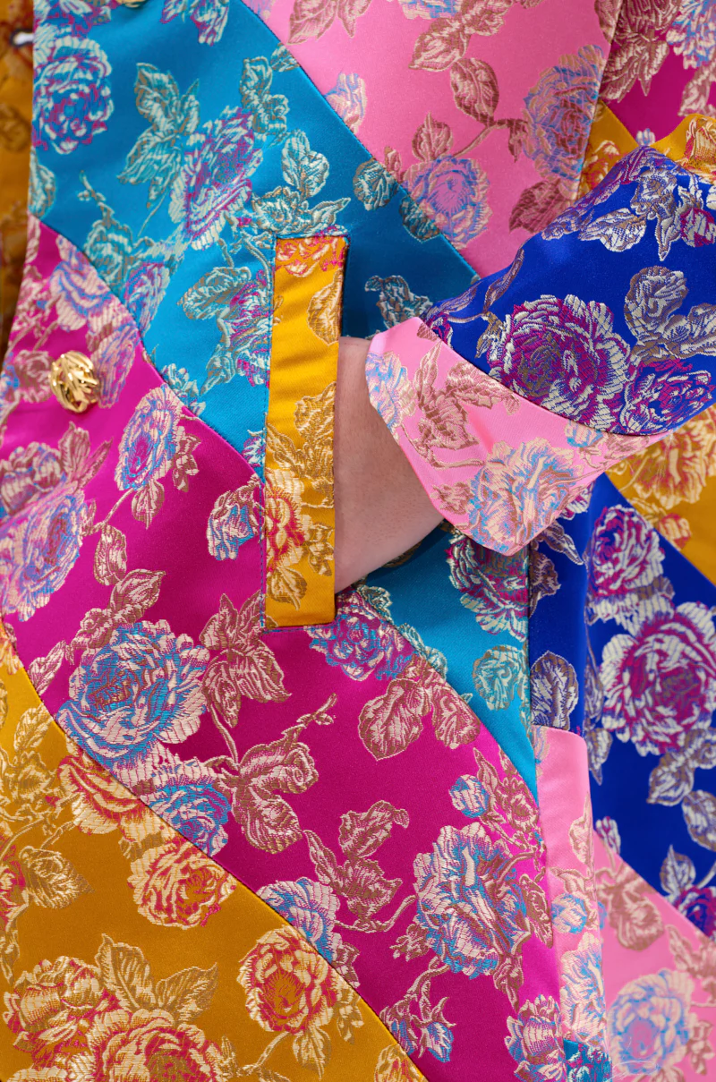 BIASED PATCHWORK BROCADE TRENCH - Image 8