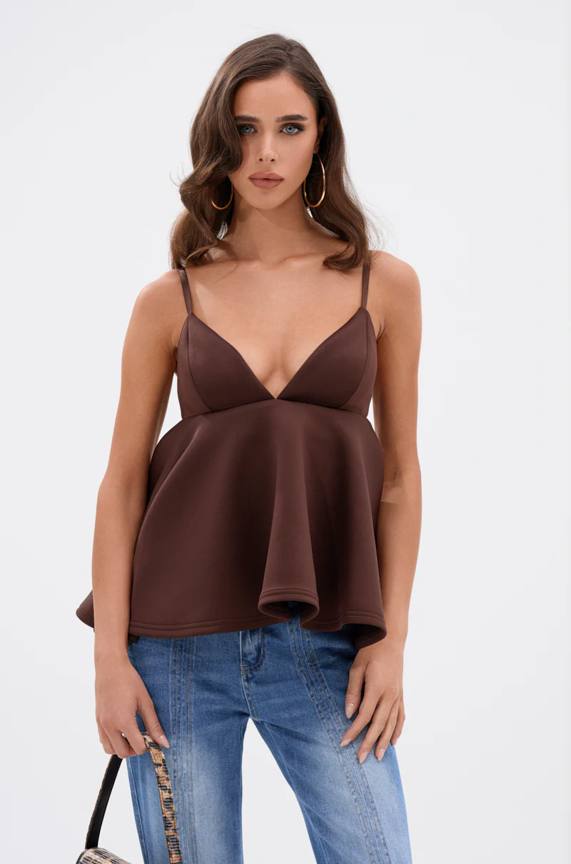 BIBI SCUBA CAMI TOP IN BROWN