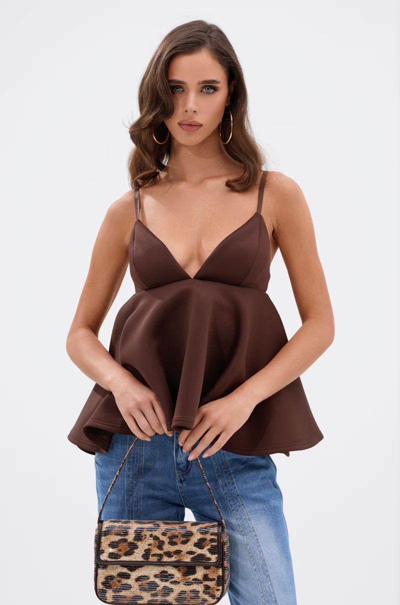 BIBI SCUBA CAMI TOP IN BROWN - Image 2