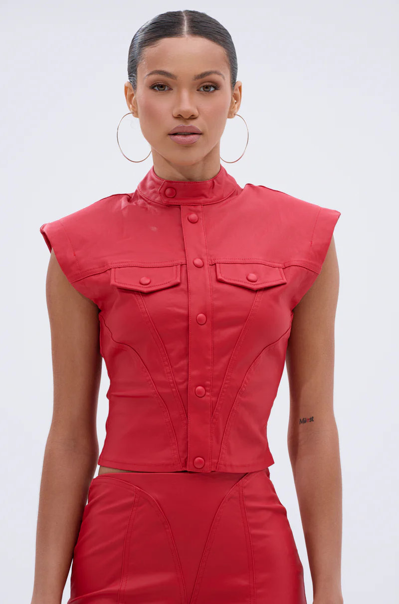 BIG CITY LIVIN FAUX LEATHER BUTTON DOWN - Image 2