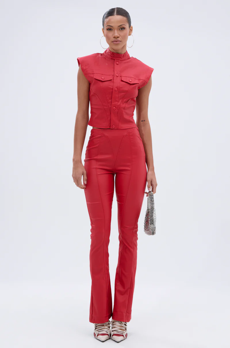 BIG CITY LIVIN FAUX LEATHER BUTTON DOWN - Image 5