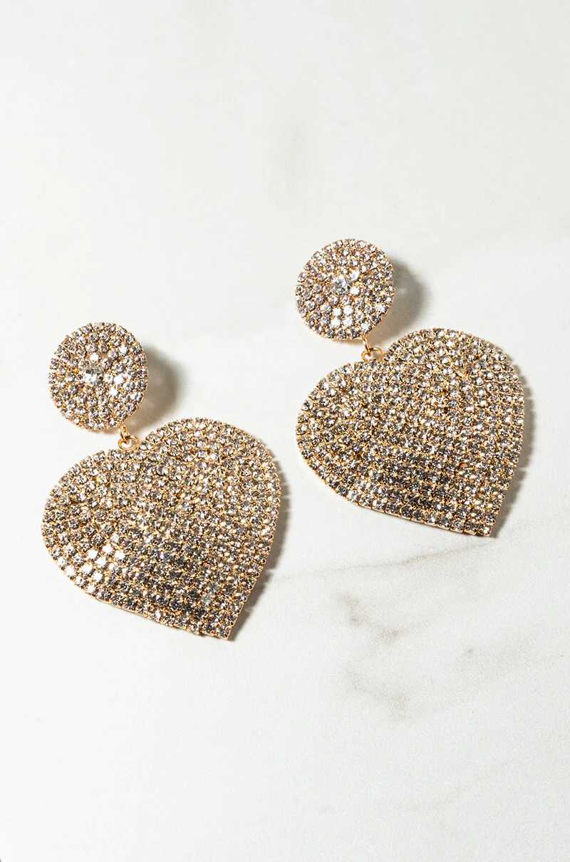 BIG HEARTED RHINESTONE EARRING - Image 2