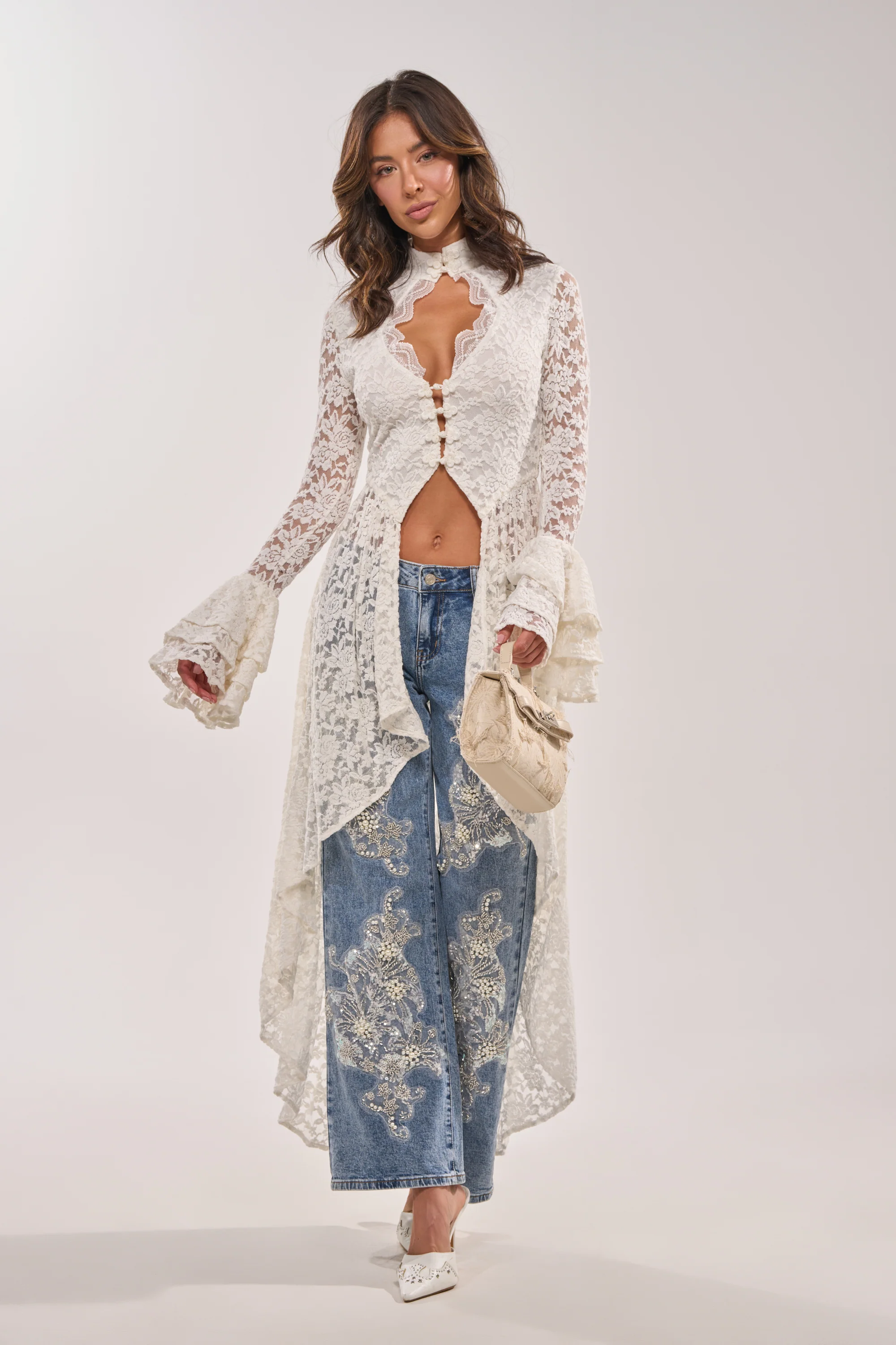 BILLIONAIRE BELLE RHINESTONE AND PEARL JEANS - Image 9