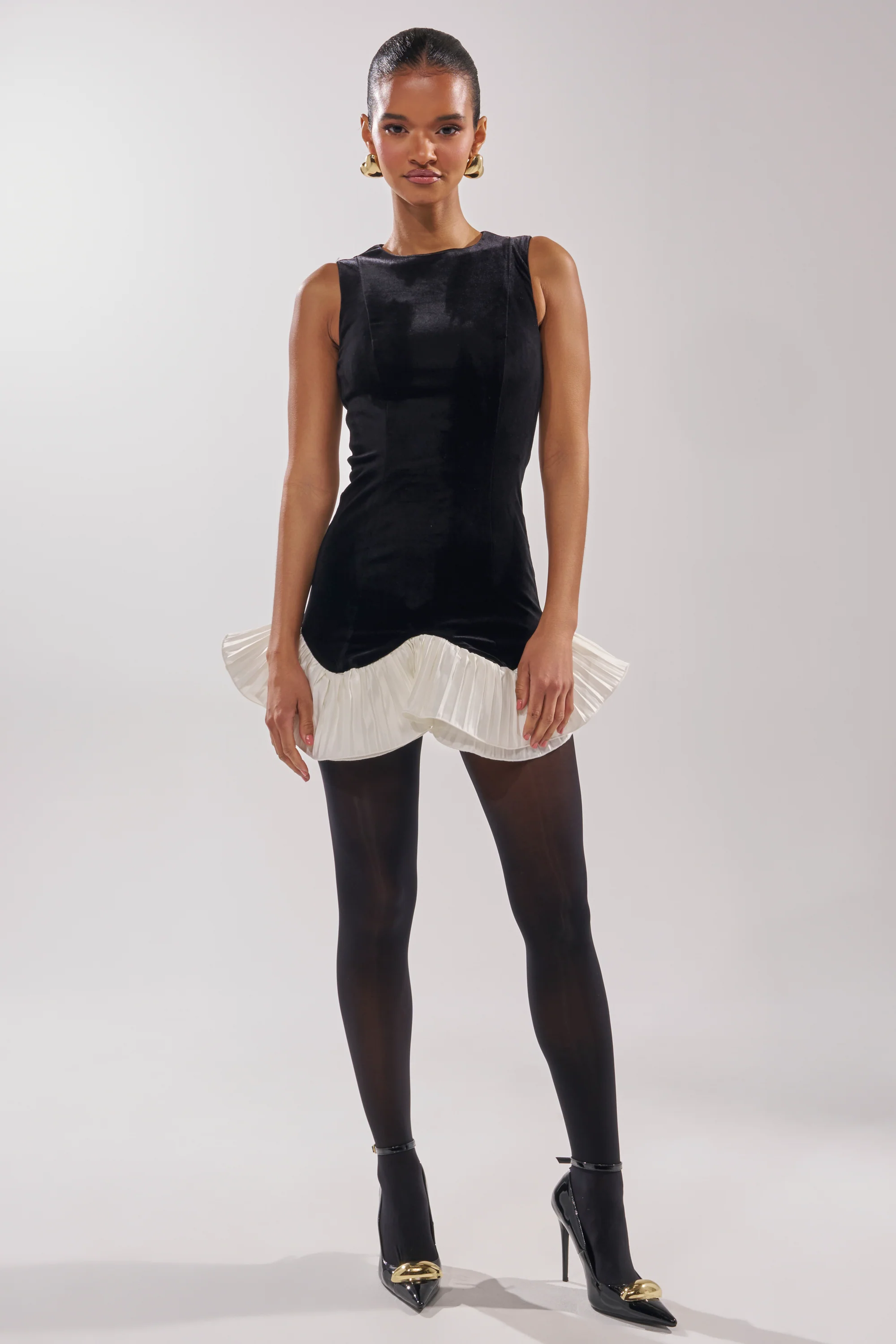BLACK SWAN VELVET MINI DRESS