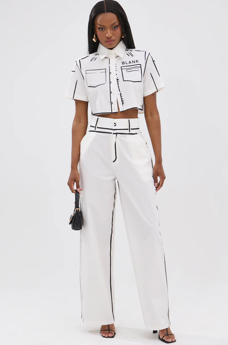 BLANK SPACE CROPPED SHORT SLEEVE BUTTON DOWN - Image 7