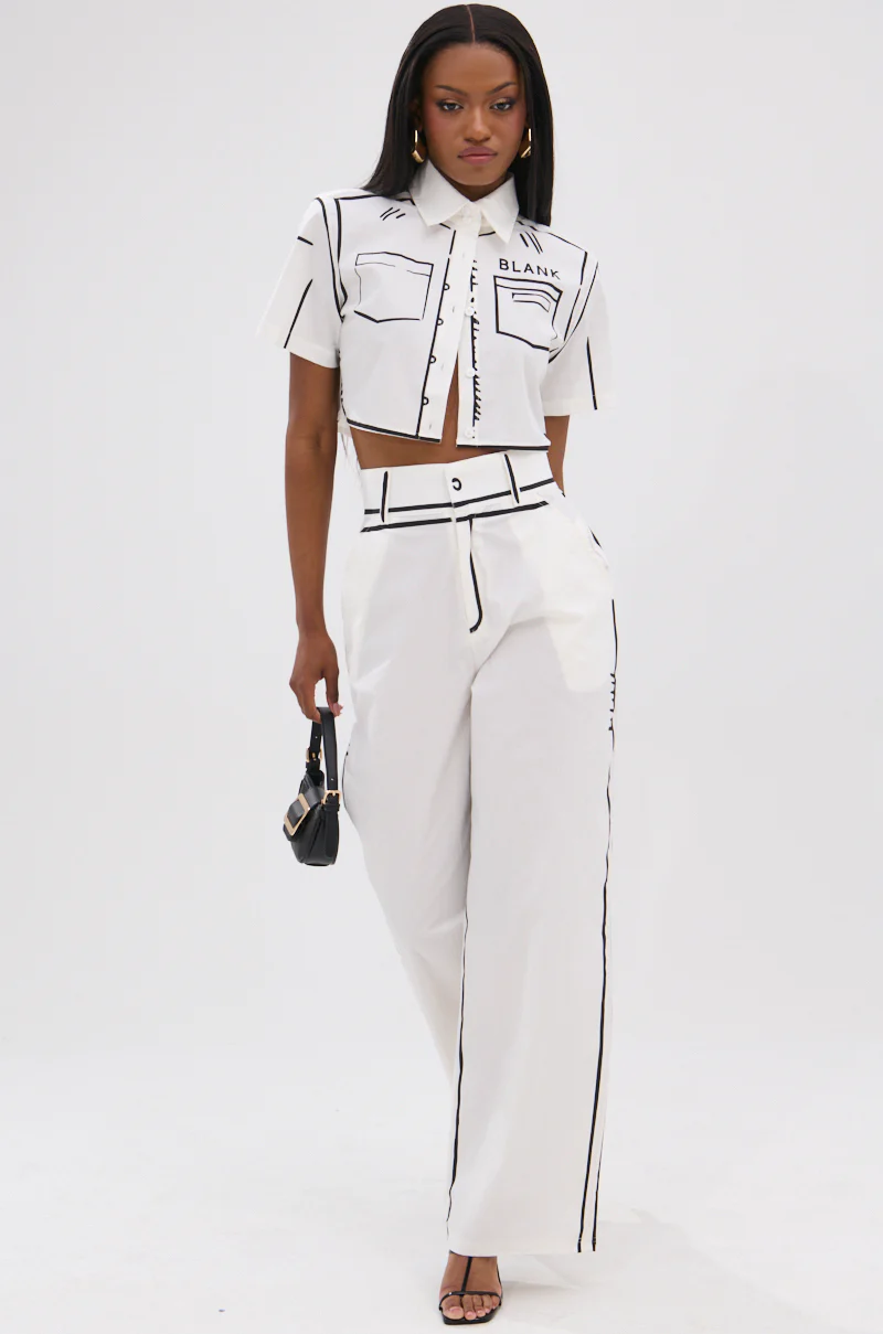 BLANK SPACE CROPPED SHORT SLEEVE BUTTON DOWN - Image 9