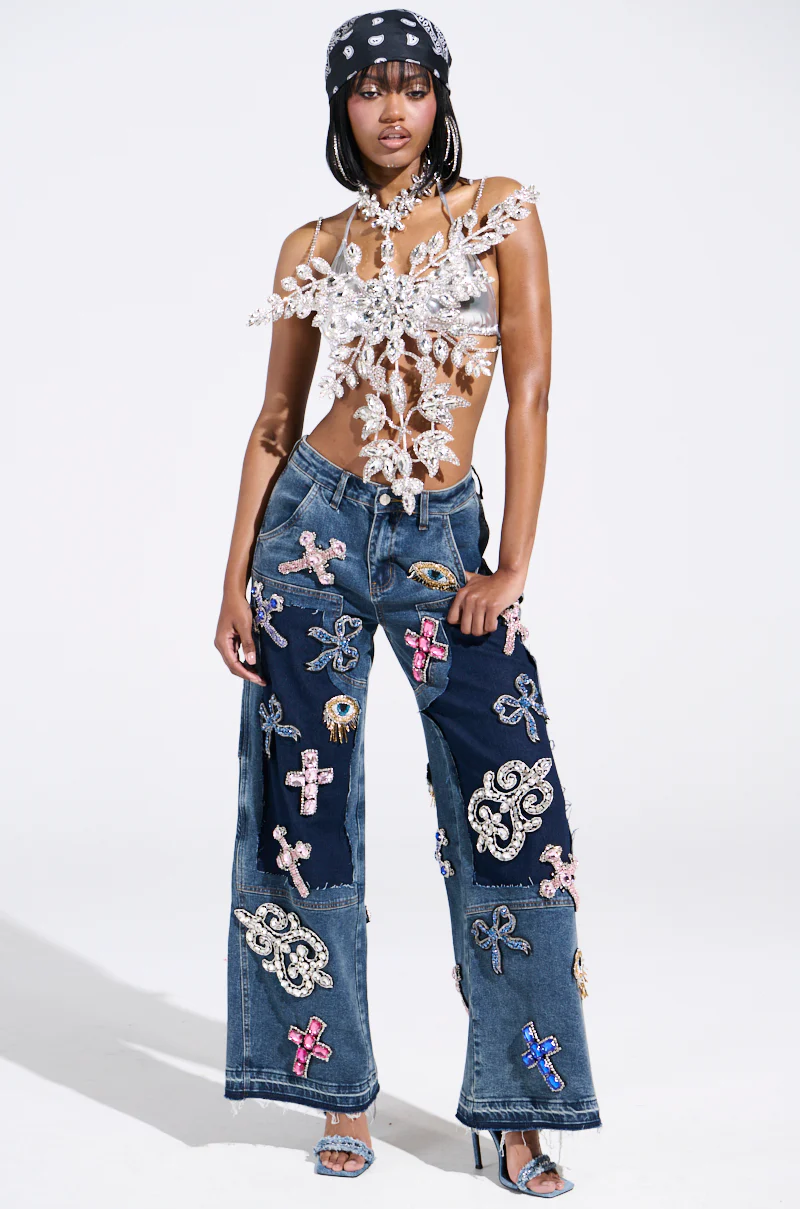 BLINDED BY THE LIGHTS RHINESTONE TOP - Image 7