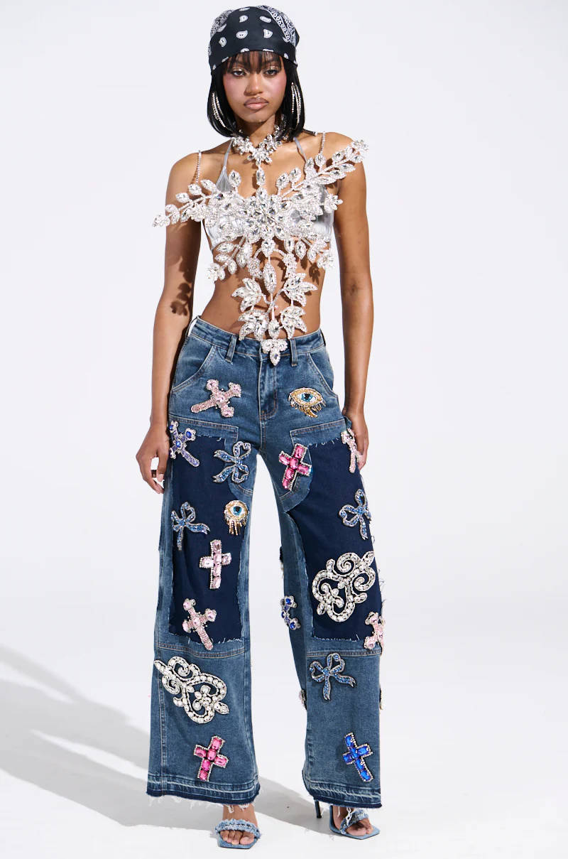 BLINDED BY THE LIGHTS RHINESTONE TOP - Image 8