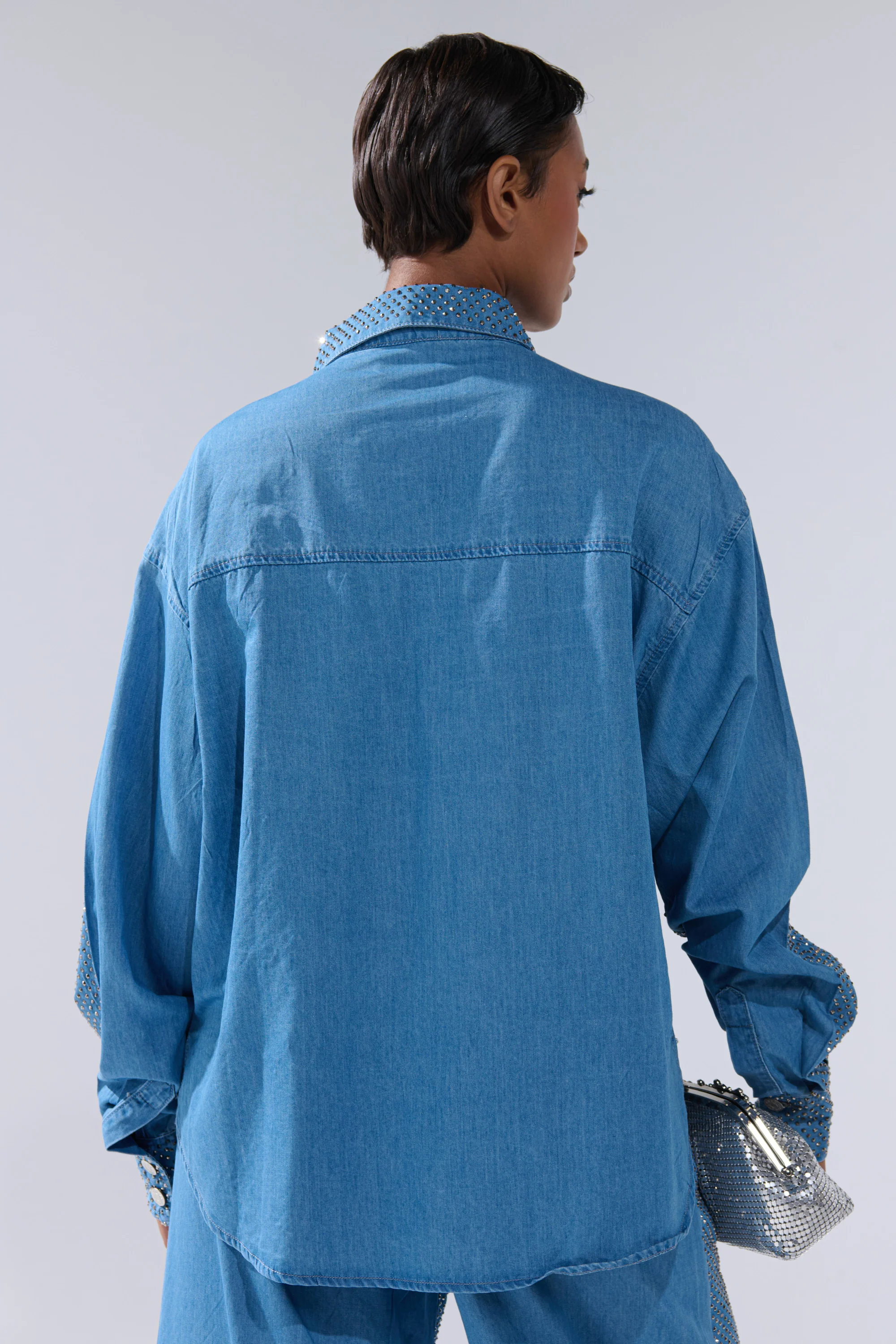 BLING BLING DENIM BUTTON DOWN TOP - Image 6
