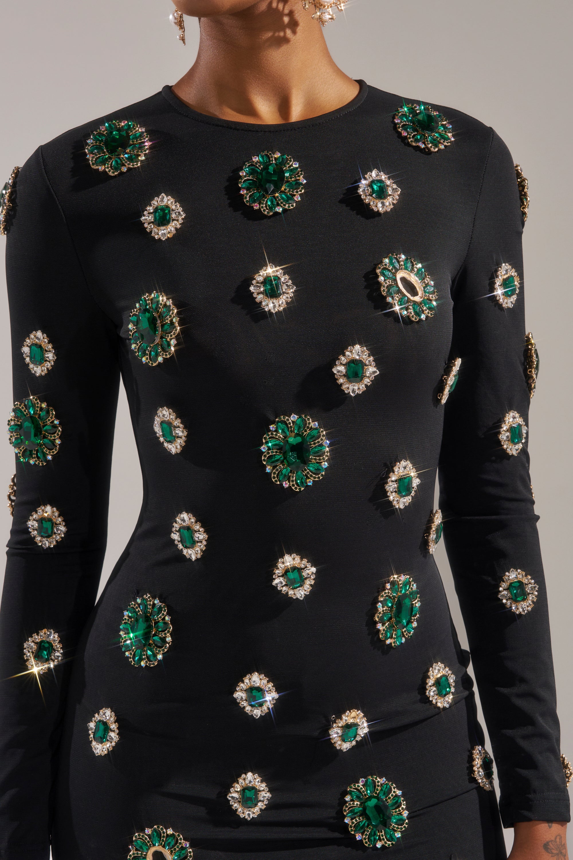 BLING BLING MESH MINI DRESS WITH RHINESTONE EMBELLISHMENTS - Image 10