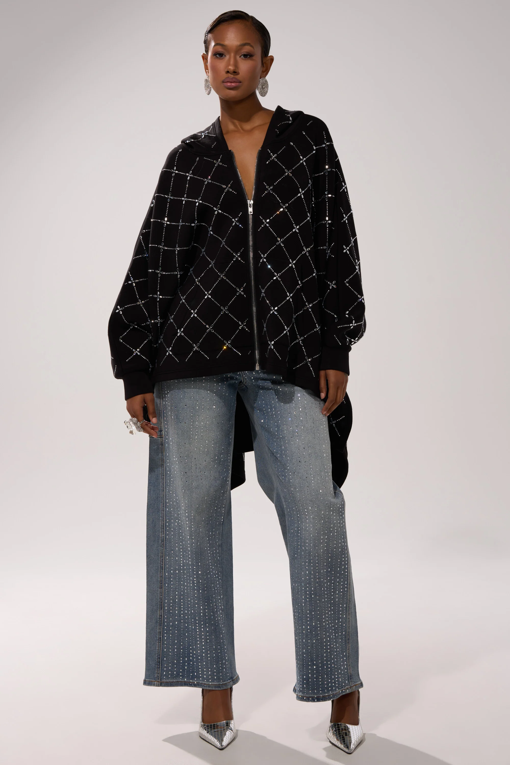 BLING BLING OVERSIZED ZIP UP SWEATSHIRT - Image 8