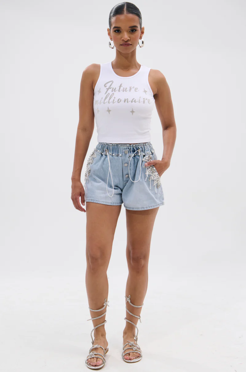 BLING BLING PEARL DENIM SHORT - Image 6