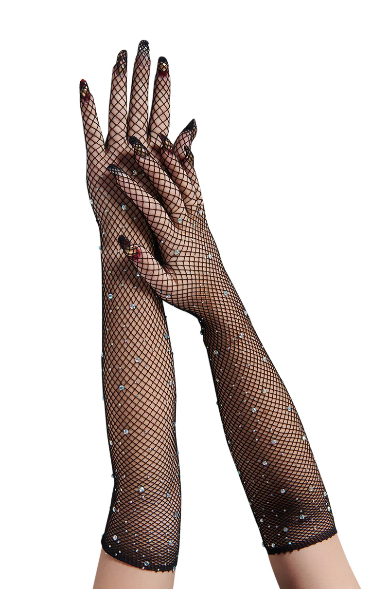 BLING YA LIFE FISHNET GLOVES - Image 2