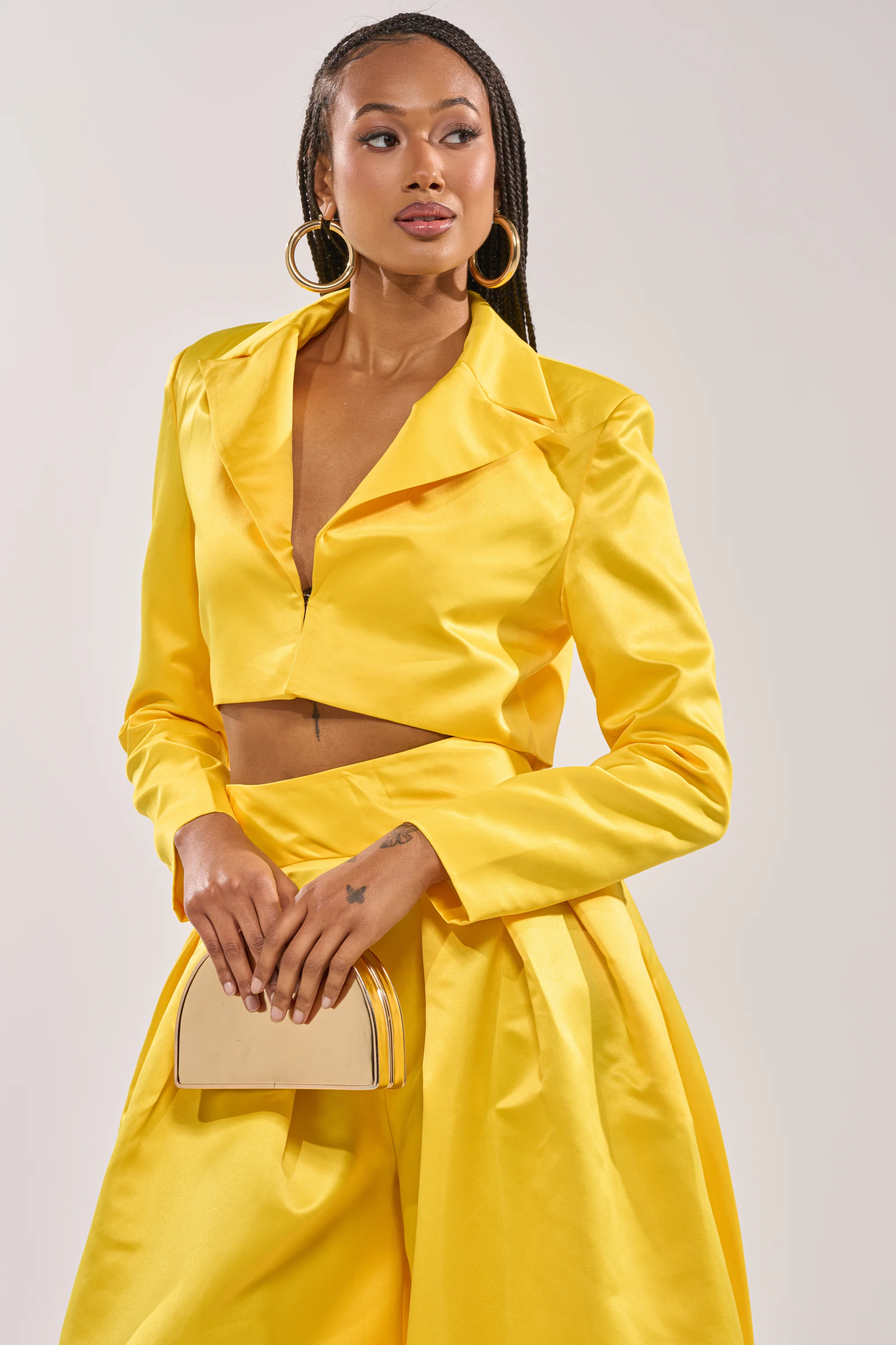 BLOOMING CROP SATIN BLAZER - Image 2