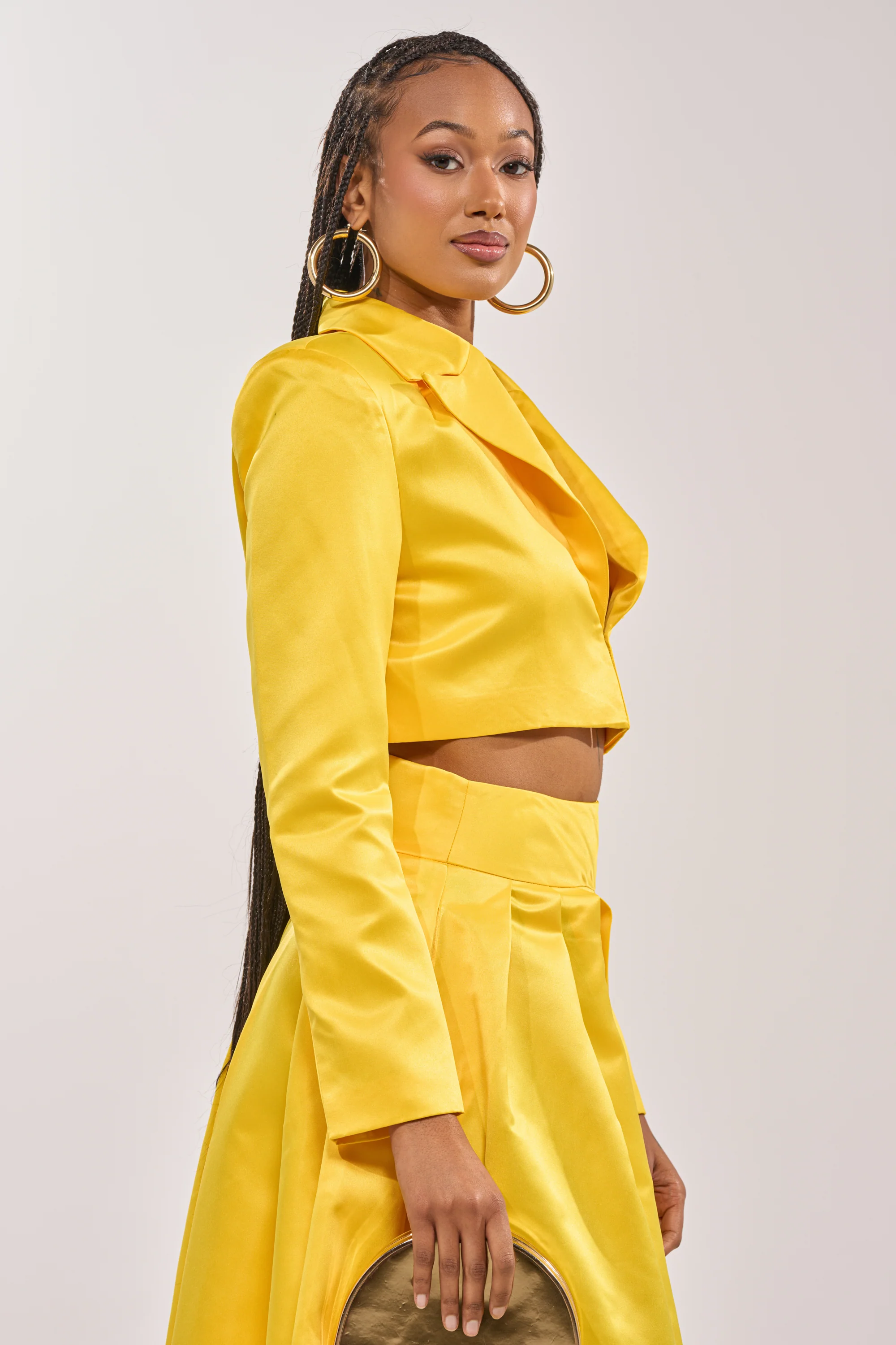 BLOOMING CROP SATIN BLAZER - Image 3