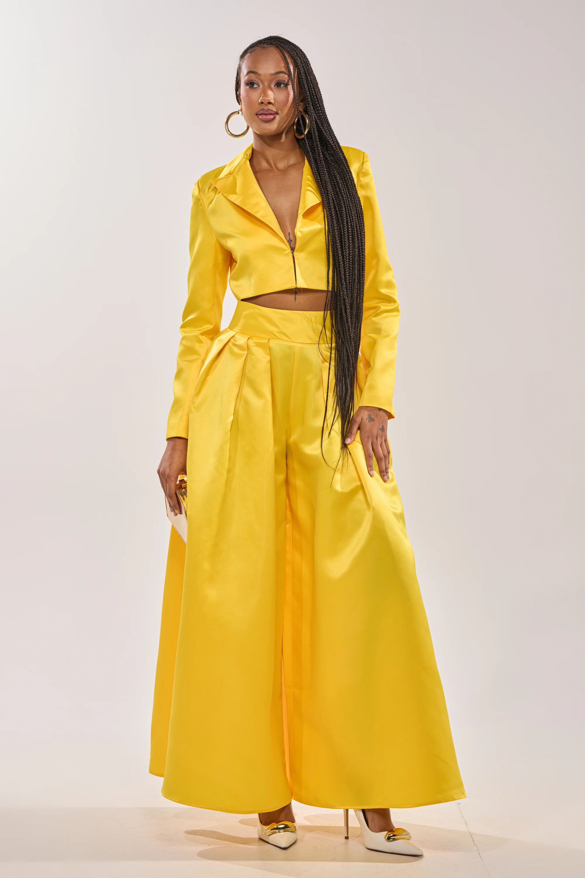 BLOOMING CROP SATIN BLAZER - Image 6