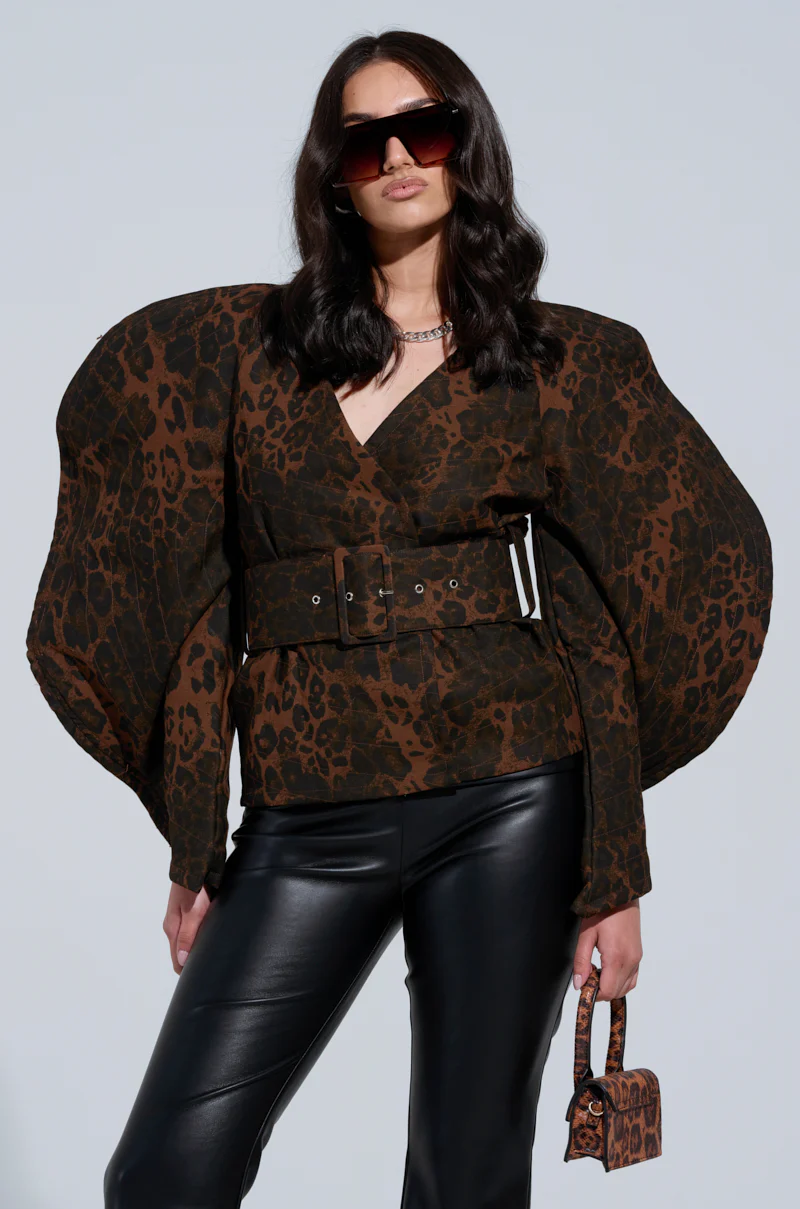 BLOW HIM A KISS BELTED CHEETAH BLOUSE - Image 2