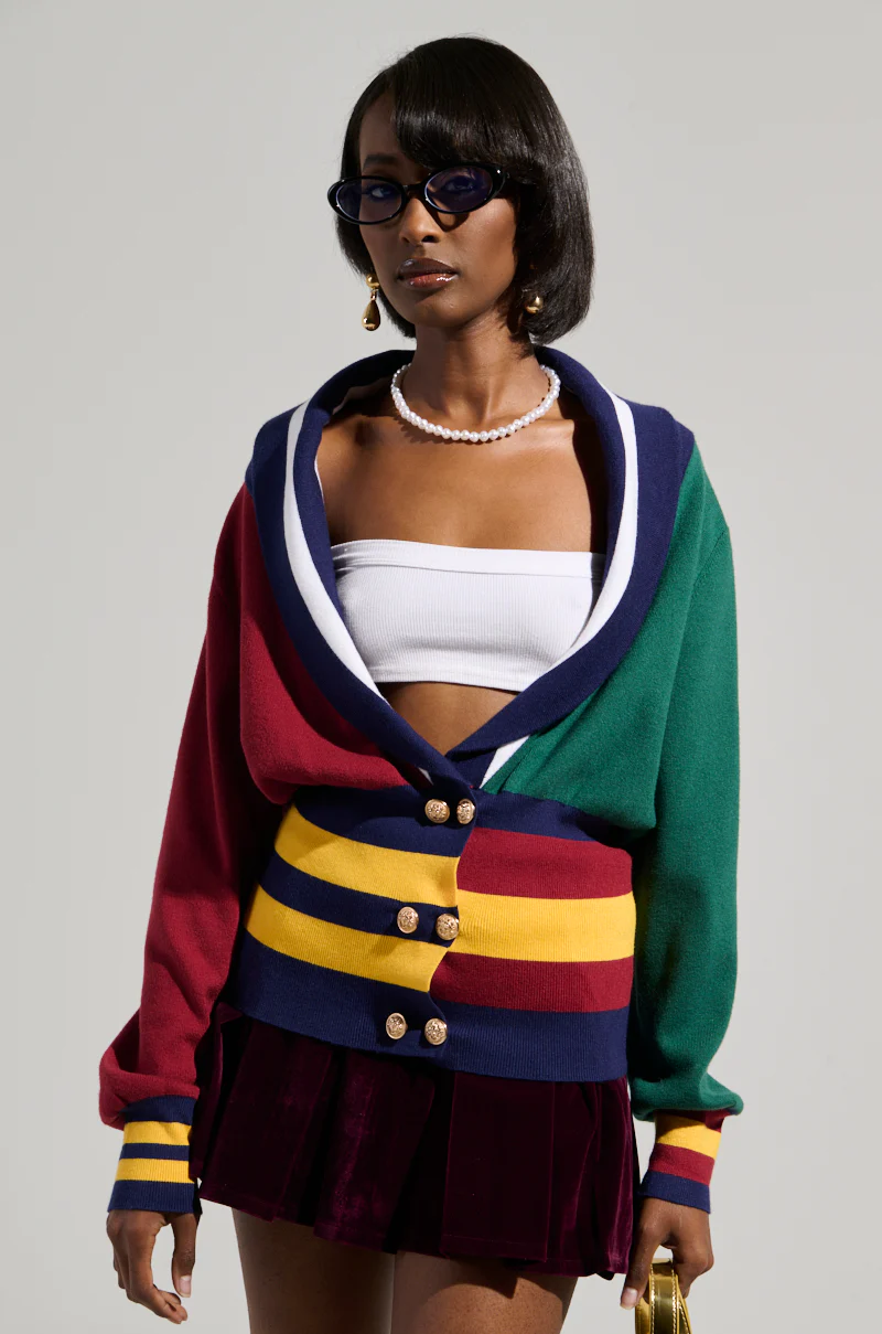 BOARDWALK BADDIE V-NECK STRIPED SWEATER - Image 2