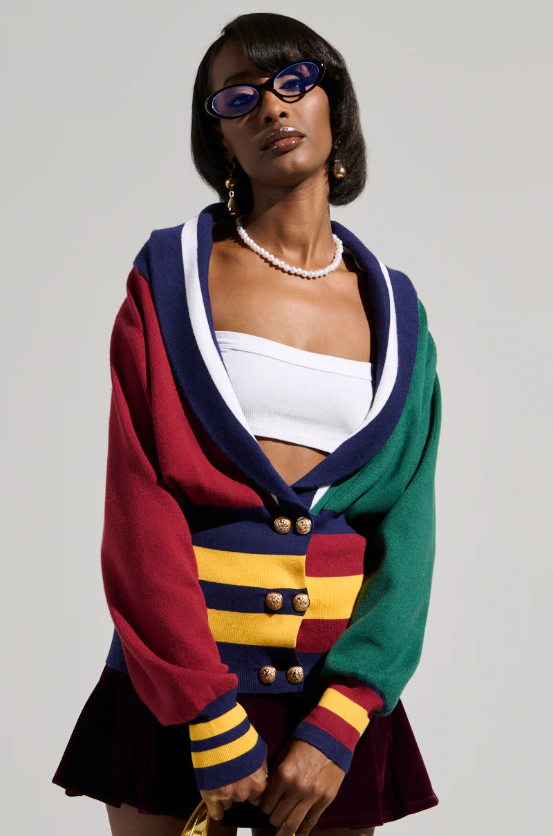 BOARDWALK BADDIE V-NECK STRIPED SWEATER - Image 3