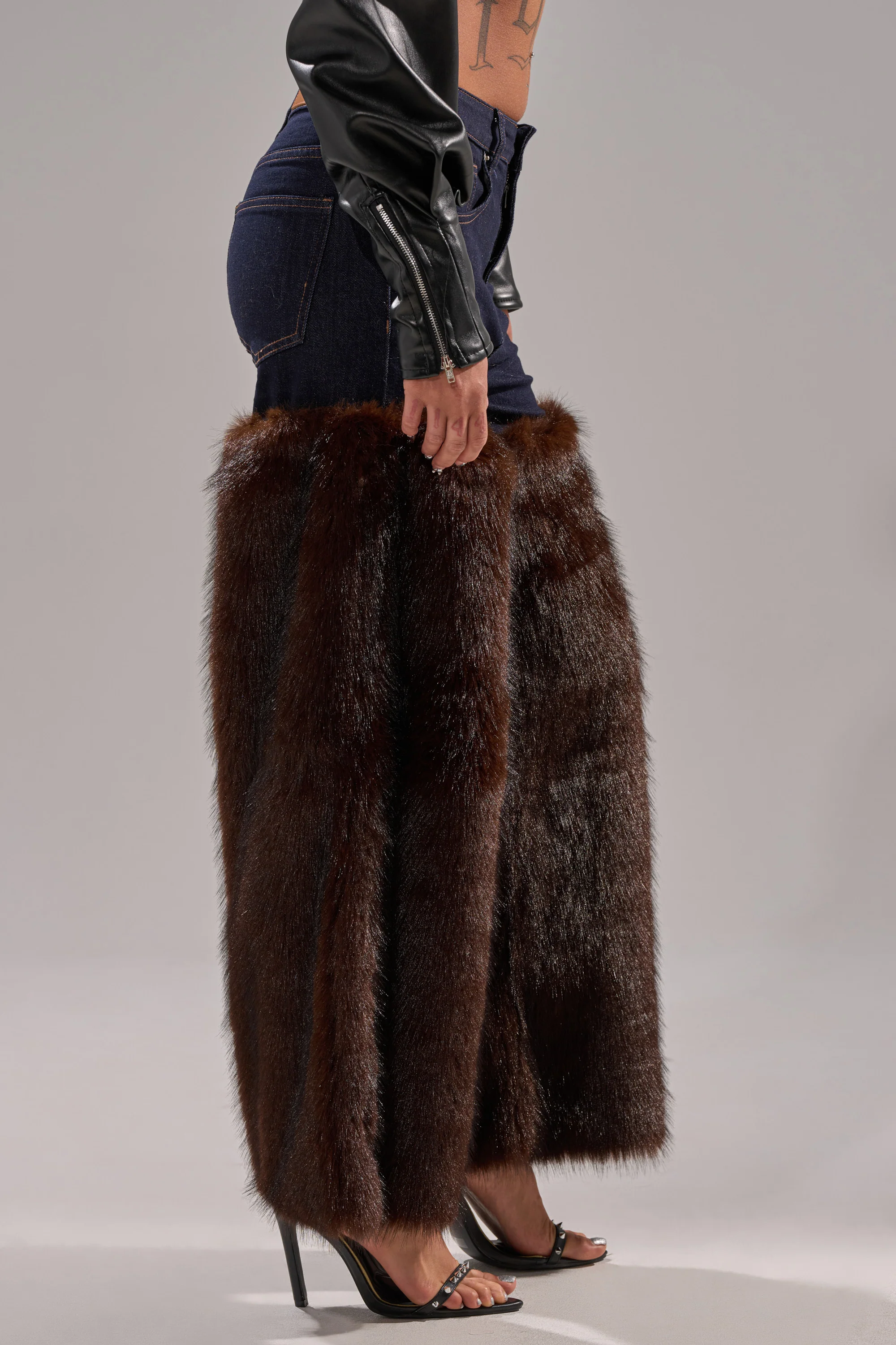 BOOTS WITH THE FUR WIDE LEG DENIM - Image 4