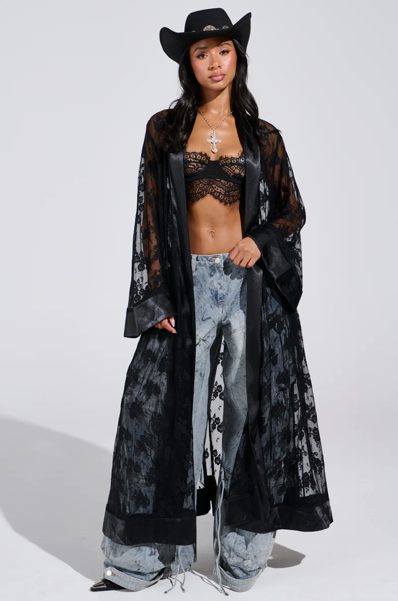BORA BORA LACE DUSTER IN BLACK - Image 3