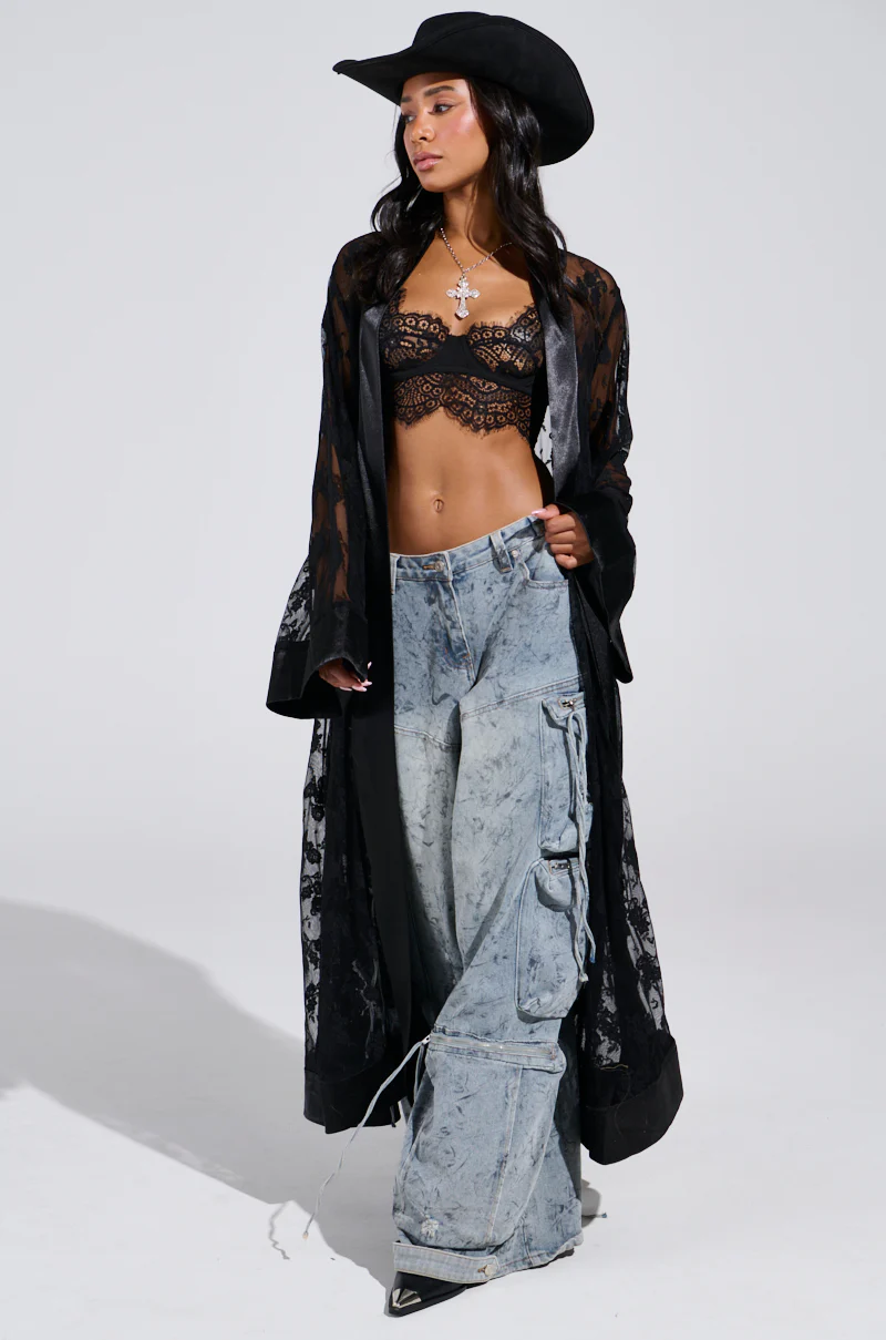 BORA BORA LACE DUSTER IN BLACK - Image 4
