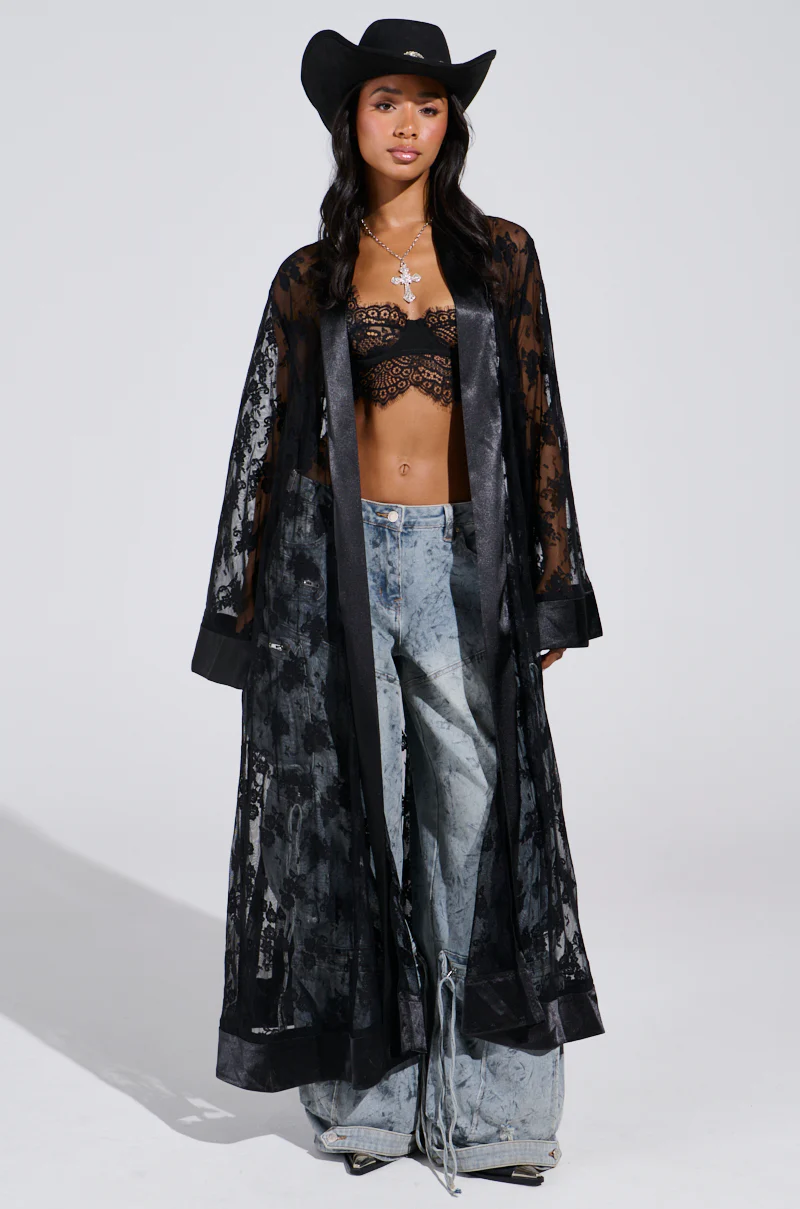 BORA BORA LACE DUSTER IN BLACK - Image 5