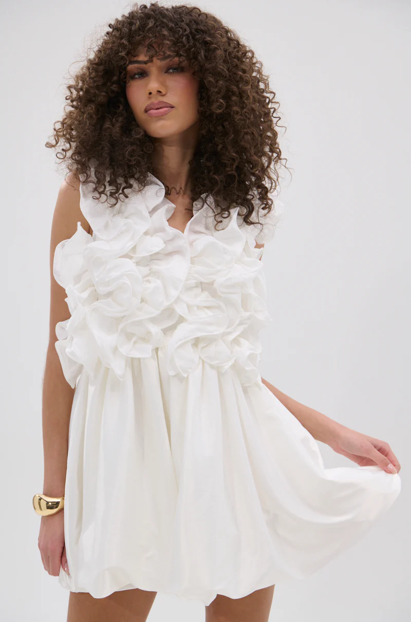 BORN TO STAND OUT RUFFLE MINI DRESS