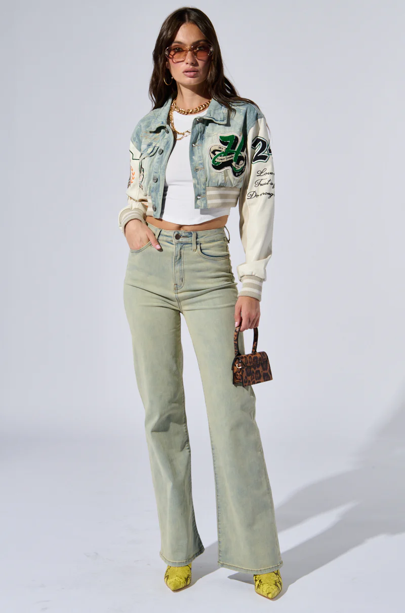 BORN TO WIN CROPPED BOMBER JACKET - Image 8