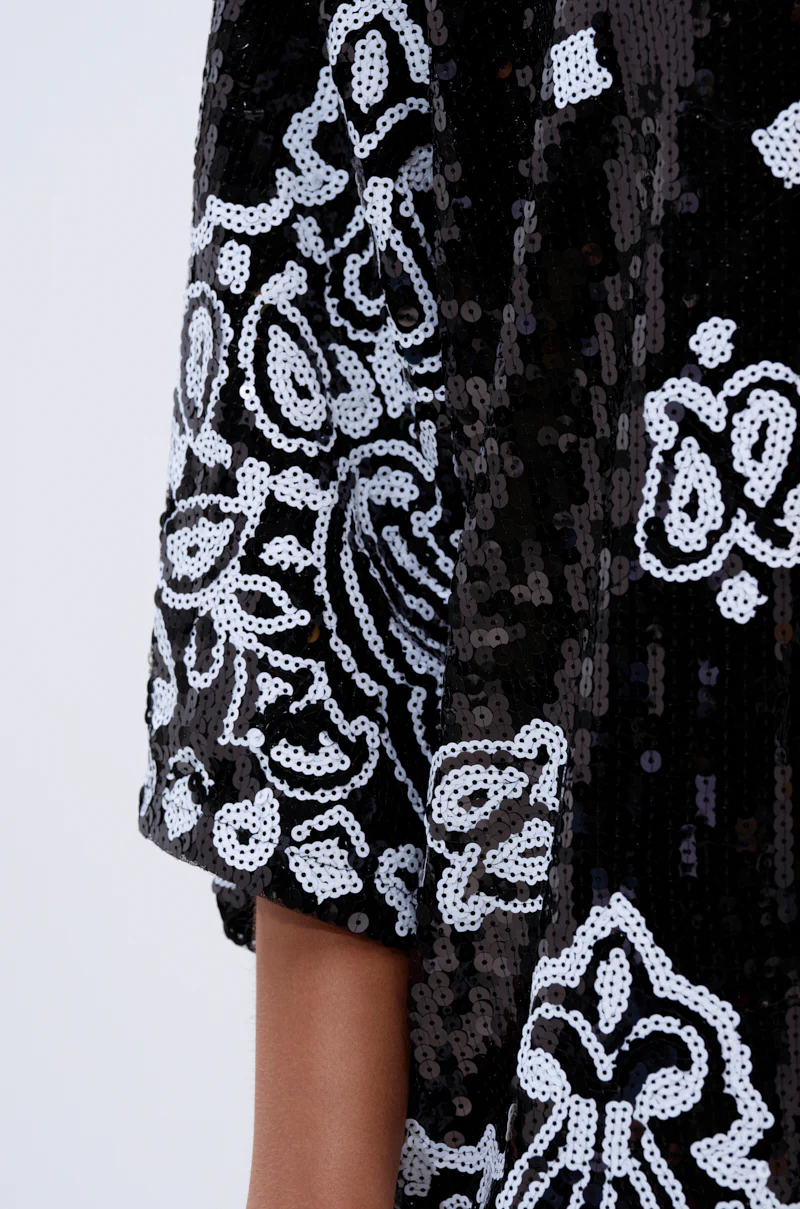 BOUJEE BANDANA SEQUIN MINI DRESS IN BLACK - Image 7