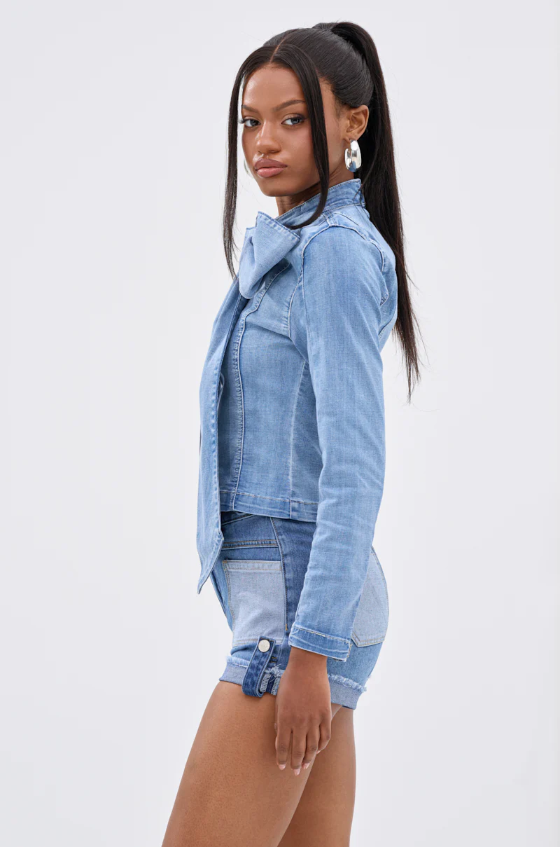 BOW DOWN BISH DENIM LONG SLEEVE TOP - Image 5
