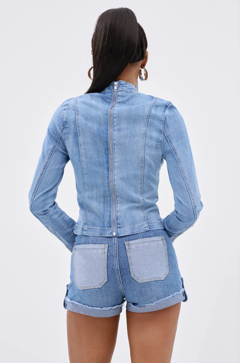 BOW DOWN BISH DENIM LONG SLEEVE TOP - Image 6