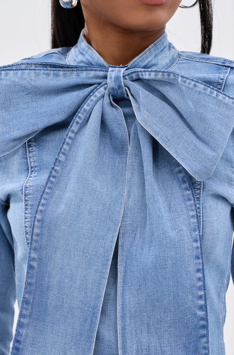 BOW DOWN BISH DENIM LONG SLEEVE TOP - Image 9