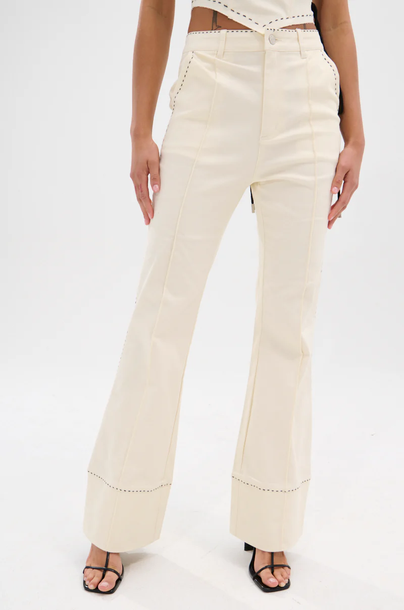 BREAK MY LOVE LINEN LACE UP PANT - Image 3