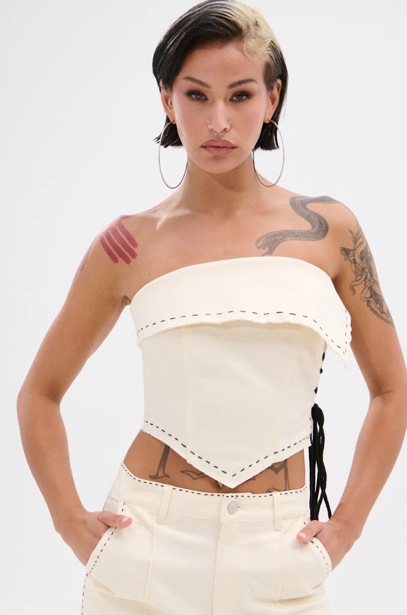 BREAK MY LOVE LINEN TUBE TOP - Image 2