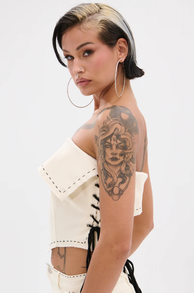 BREAK MY LOVE LINEN TUBE TOP - Image 5