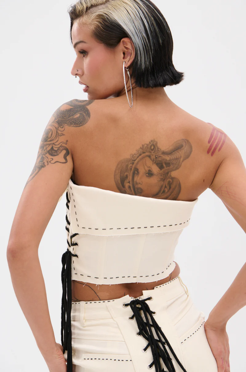 BREAK MY LOVE LINEN TUBE TOP - Image 6