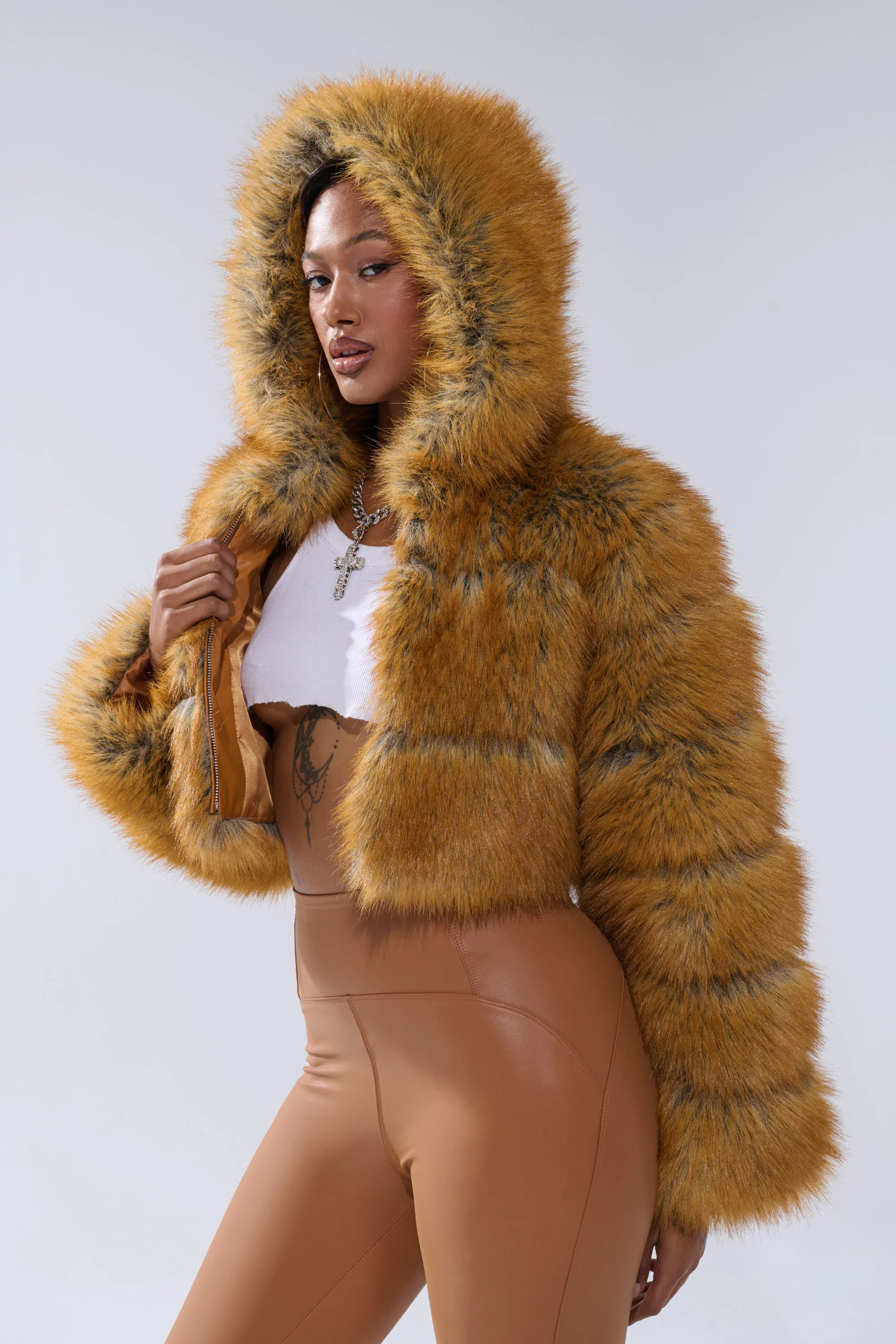 BREAK THE BANK HOODED FAUX FUR - Image 2