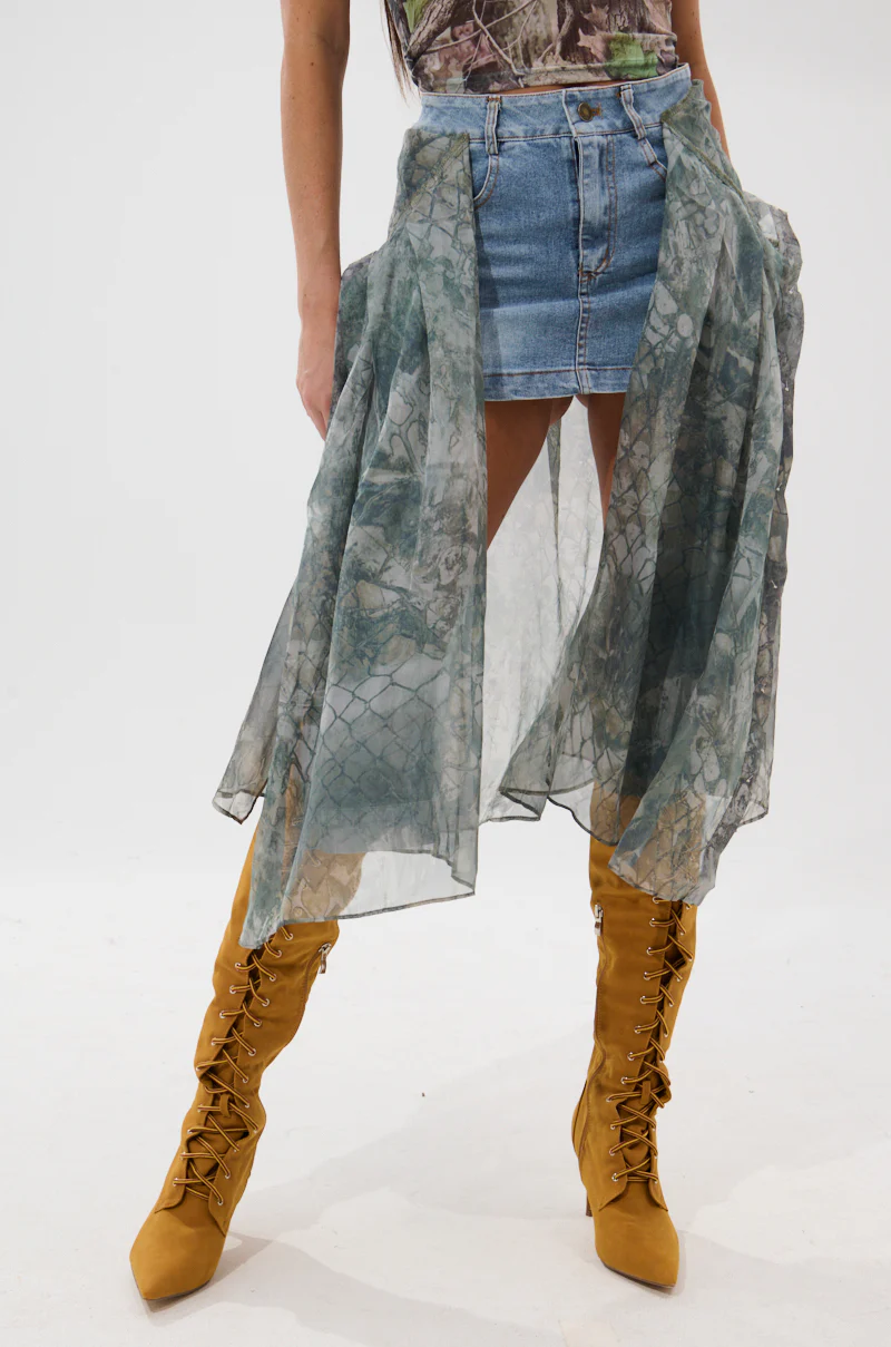 BRENDA DENIM MINI SKIRT WITH SIDE TIES - Image 2
