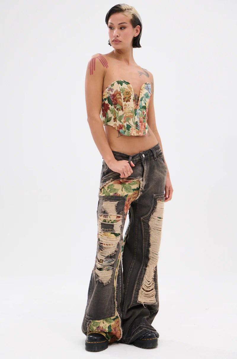 BRIGETTE DISTRESSED JEANS WITH JACQUARD DETAIL - Image 7