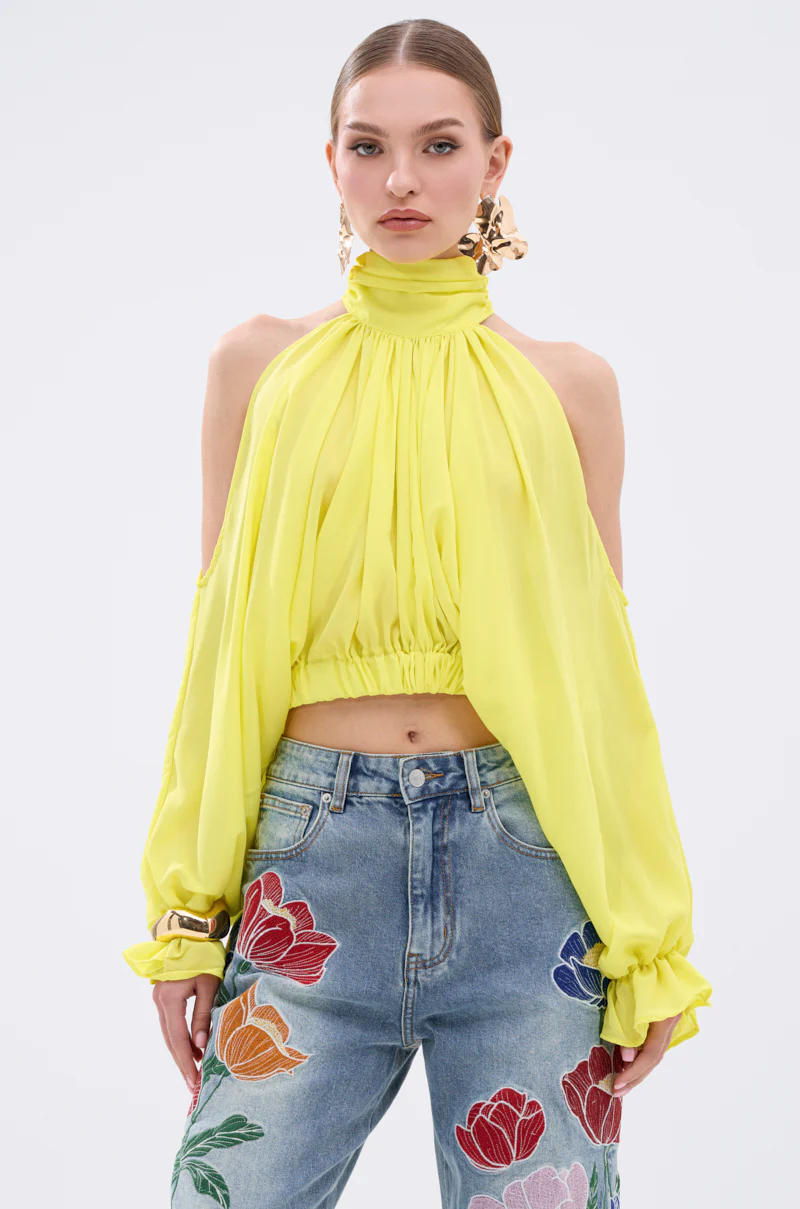 BRIGHTEST CITY TURTLENECK BLOUSE IN YELLOW - Image 2
