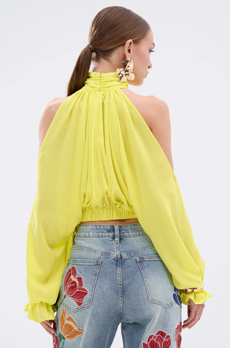 BRIGHTEST CITY TURTLENECK BLOUSE IN YELLOW - Image 6