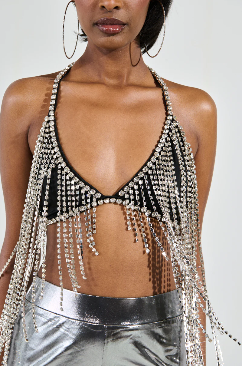 BRING THE FUN RHINESTONE FRINGE BRALETTE TOP - Image 5
